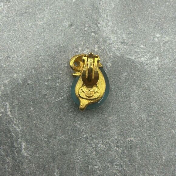 Givenchy 1980 Gold Tone Blue Stone Clip On Earrings Elegant For Womens - Picture 8 of 11